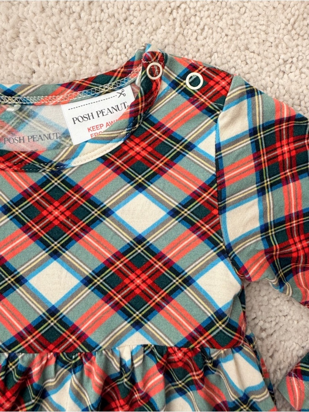 Posh Peanut Christmas Plaid Long Sleeve Bodysuit Dress - Picture 5 of 9